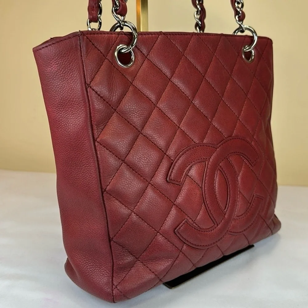 CHANEL CC Caviar Petite Shopping Tote‎ PST Silver Hardware